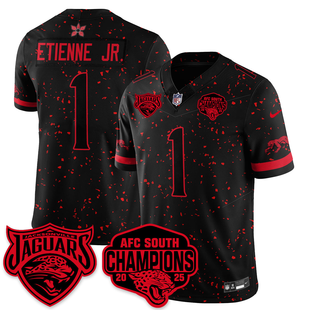 DET Stranger Things AFC South Division Champions Vapor Limited Throwback Jersey - All Stitched