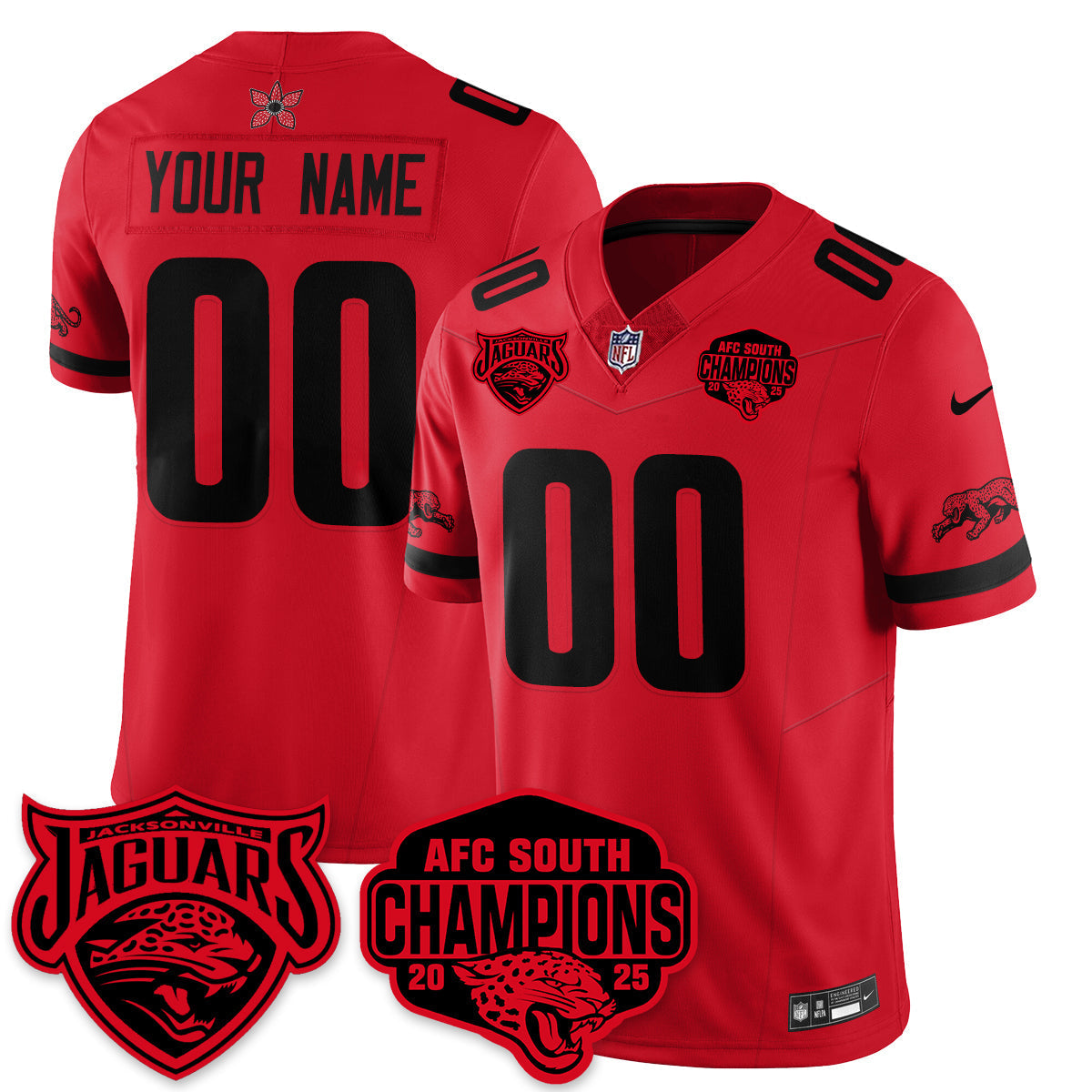 DET Stranger Things AFC South Division Champions Vapor Limited Throwback Jersey - All Stitched