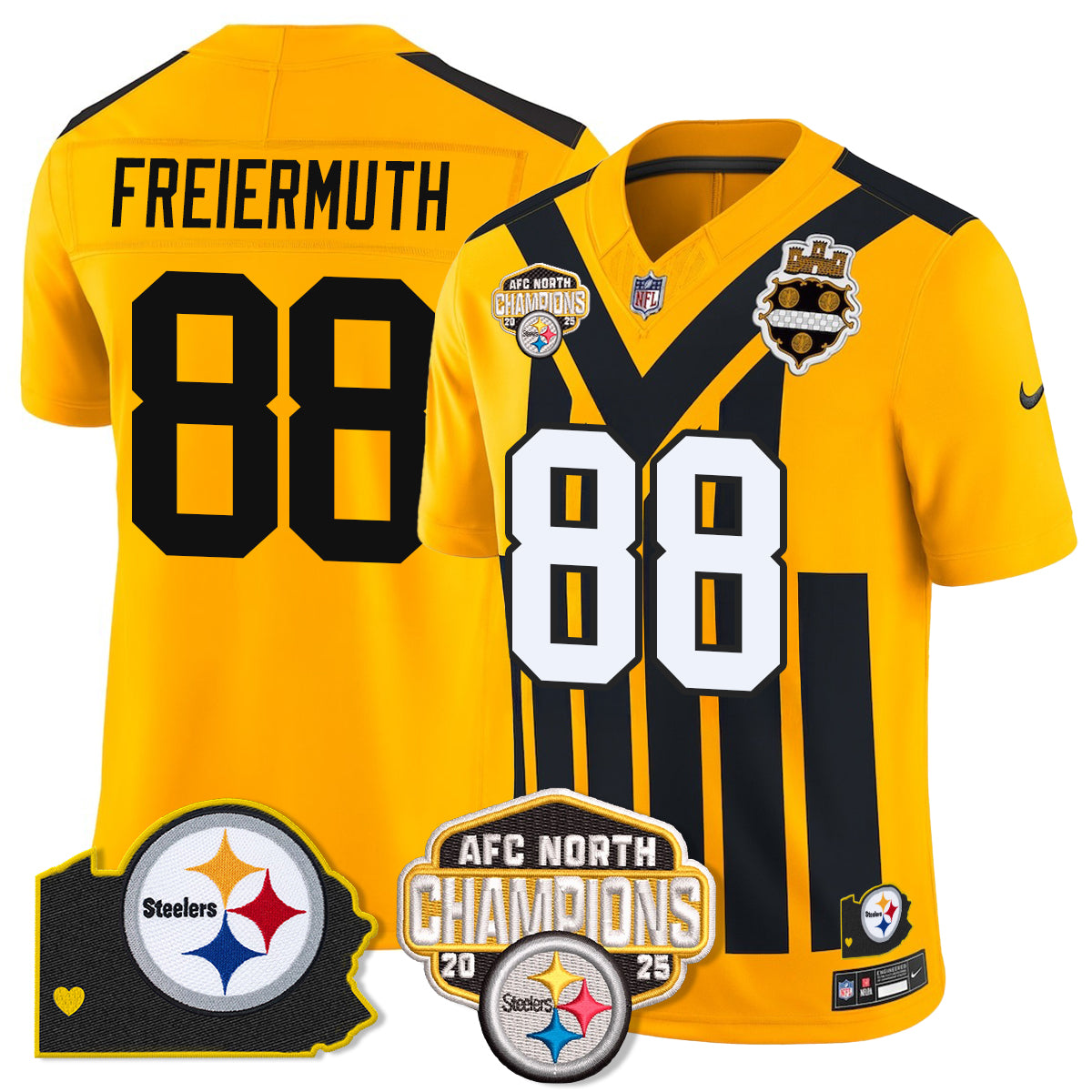 PIT AFC North Division Champions Vapor Limited Gold Jersey N2 - All Stitched