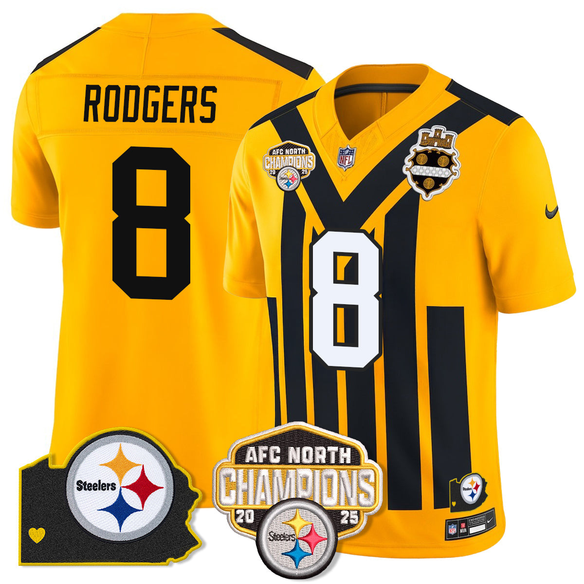 PIT AFC North Division Champions Vapor Limited Gold Jersey N2 - All Stitched