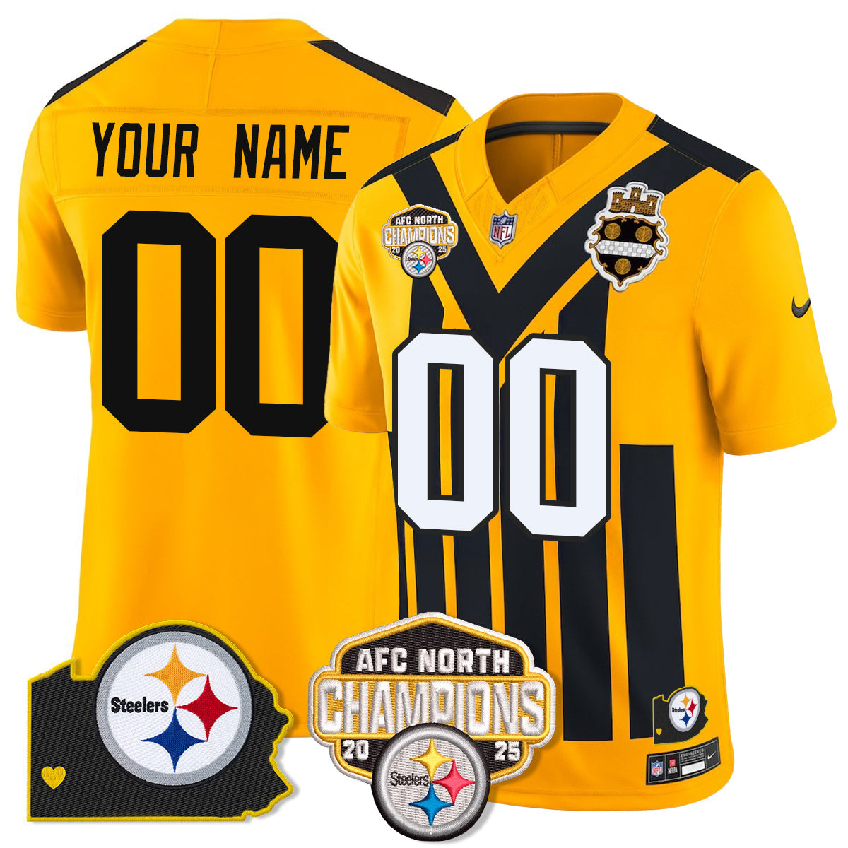 Custom PIT AFC North Division Champions Vapor Limited Jersey N1 - All Stitched