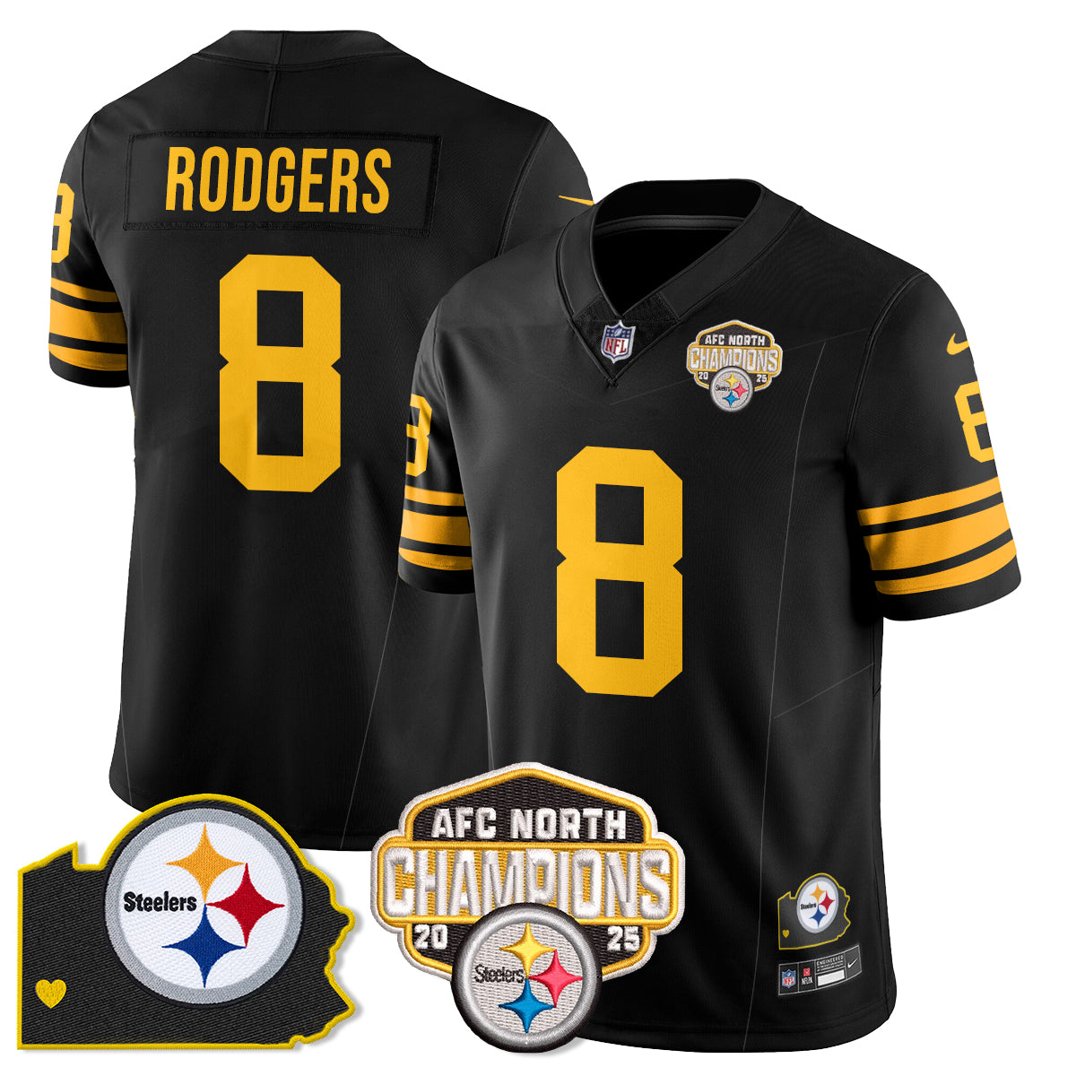 PIT AFC North Division Champions Vapor Limited Gold Jersey N2 - All Stitched