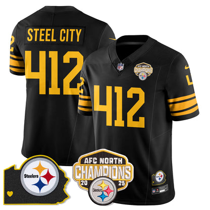 PIT AFC North Division Champions Vapor Limited Jersey N1 - All Stitched
