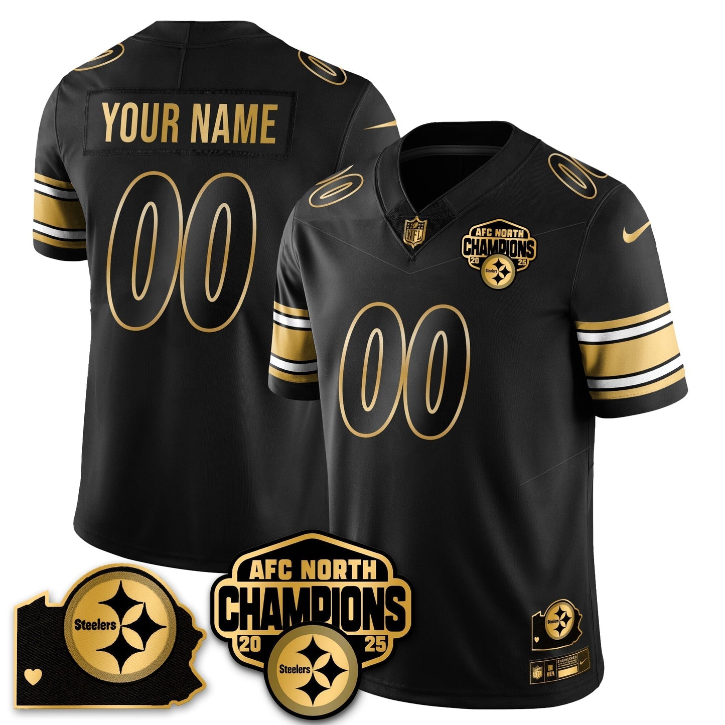 Custom PIT AFC North Division Champions Vapor Limited Gold Jersey N2 - All Stitched