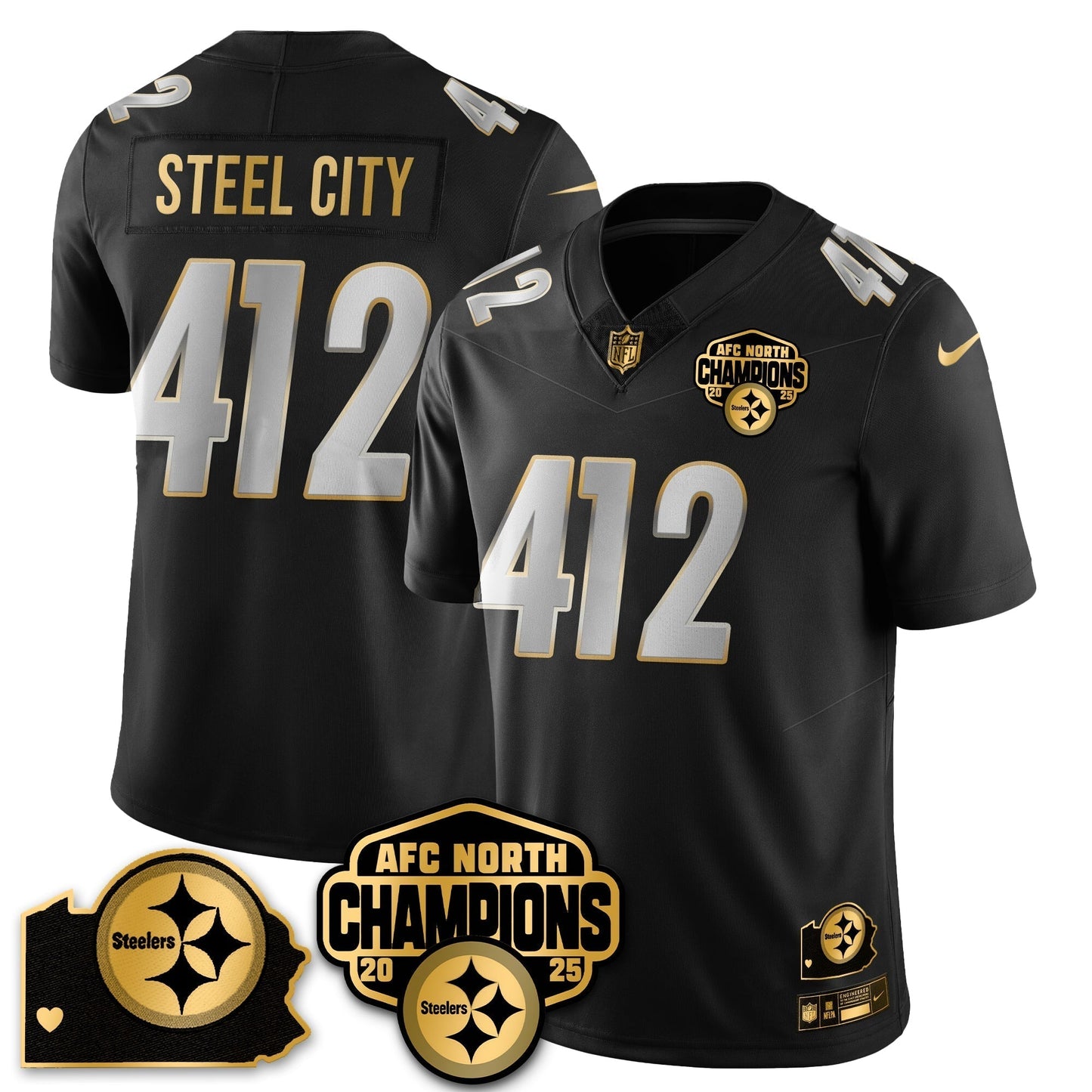 PIT AFC North Division Champions Vapor Limited Jersey N1 - All Stitched