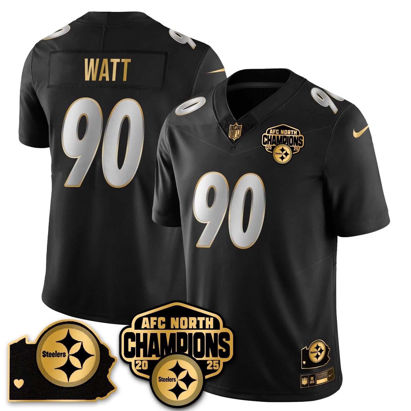 PIT AFC North Division Champions Vapor Limited Gold Jersey N2 - All Stitched