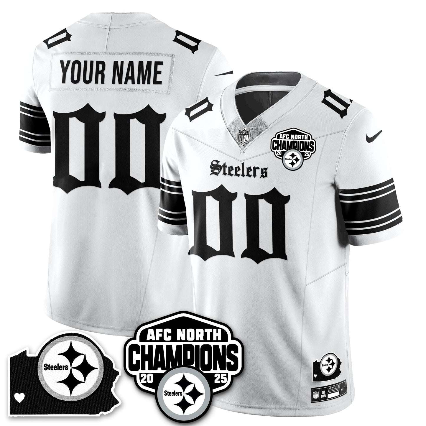 PIT Gothic AFC North Division Champions Vapor Limited Custom Jersey - All Stitched