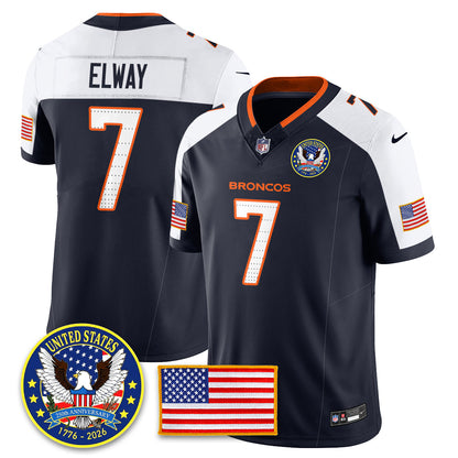 Denver Broncos "United States 250th Anniversary Patch" Vapor Limited Jersey - All Stitched