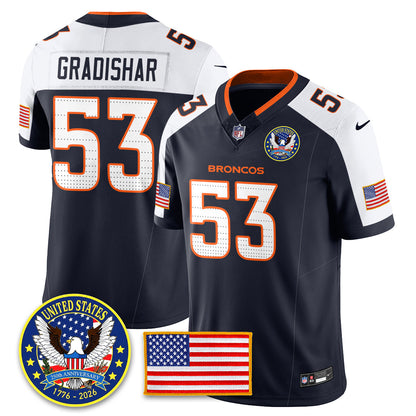 Denver Broncos "United States 250th Anniversary Patch" Vapor Limited Jersey - All Stitched