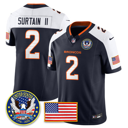 Denver Broncos "United States 250th Anniversary Patch" Vapor Limited Jersey - All Stitched