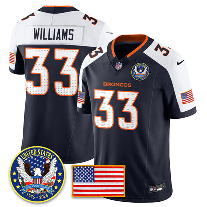 DEN "United States 250th Anniversary Patch" Vapor Limited Jersey - All Stitched