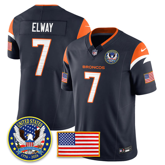 Denver Broncos "United States 250th Anniversary Patch" Vapor Limited Jersey - All Stitched