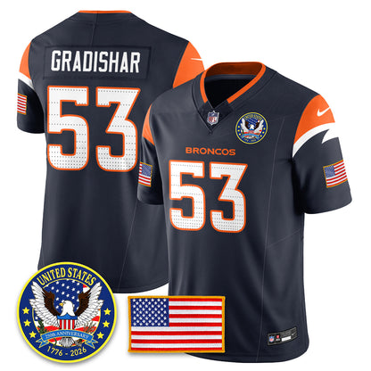 Denver Broncos "United States 250th Anniversary Patch" Vapor Limited Jersey - All Stitched