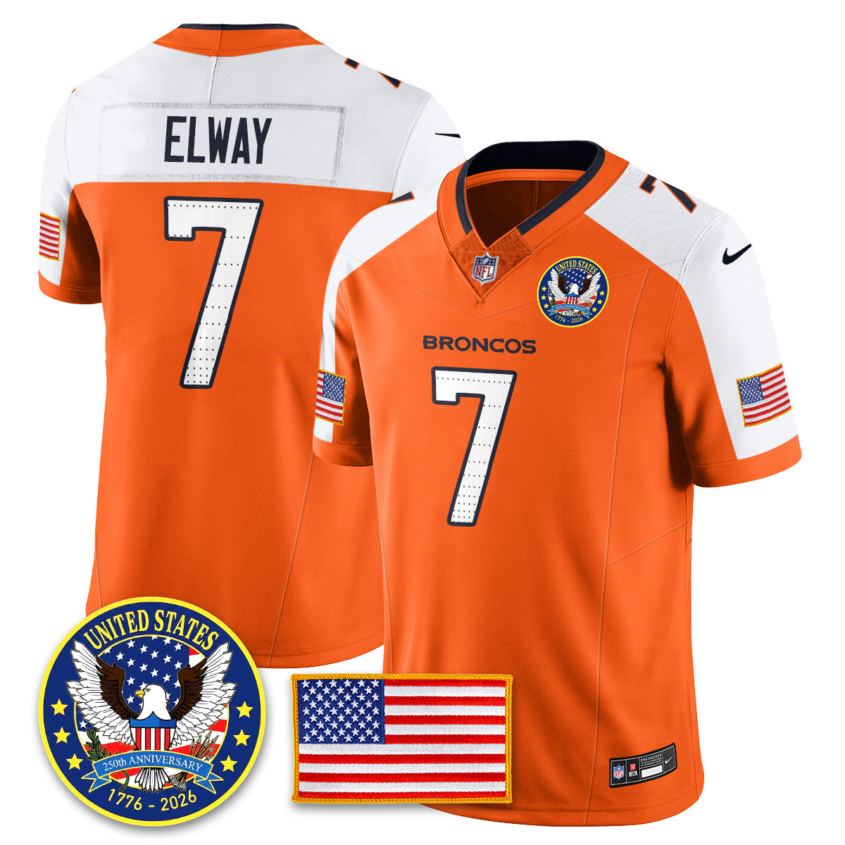 DEN "United States 250th Anniversary Patch" Vapor Limited Jersey - All Stitched