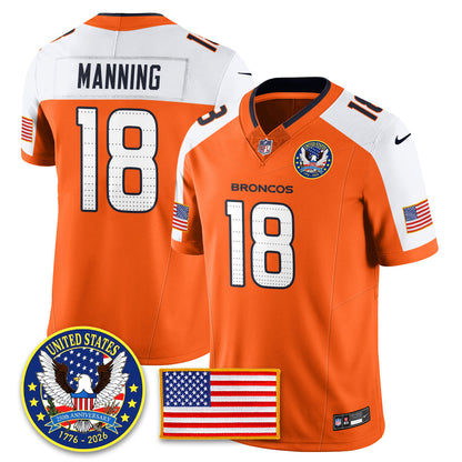Denver Broncos "United States 250th Anniversary Patch" Vapor Limited Jersey - All Stitched
