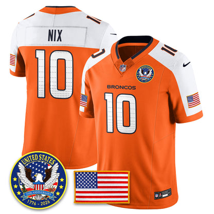 Denver Broncos "United States 250th Anniversary Patch" Vapor Limited Jersey - All Stitched