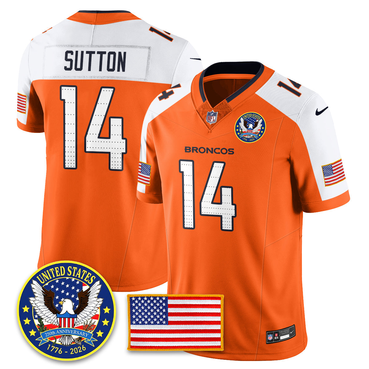 DEN "United States 250th Anniversary Patch" Vapor Limited Jersey - All Stitched