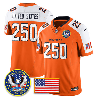 Denver Broncos "United States 250th Anniversary Patch" Vapor Limited Jersey - All Stitched