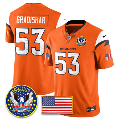 Denver Broncos "United States 250th Anniversary Patch" Vapor Limited Jersey - All Stitched