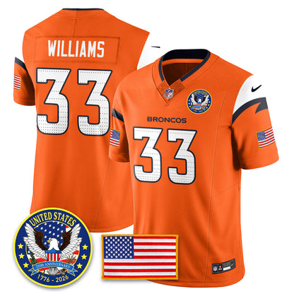 DEN "United States 250th Anniversary Patch" Vapor Limited Jersey - All Stitched