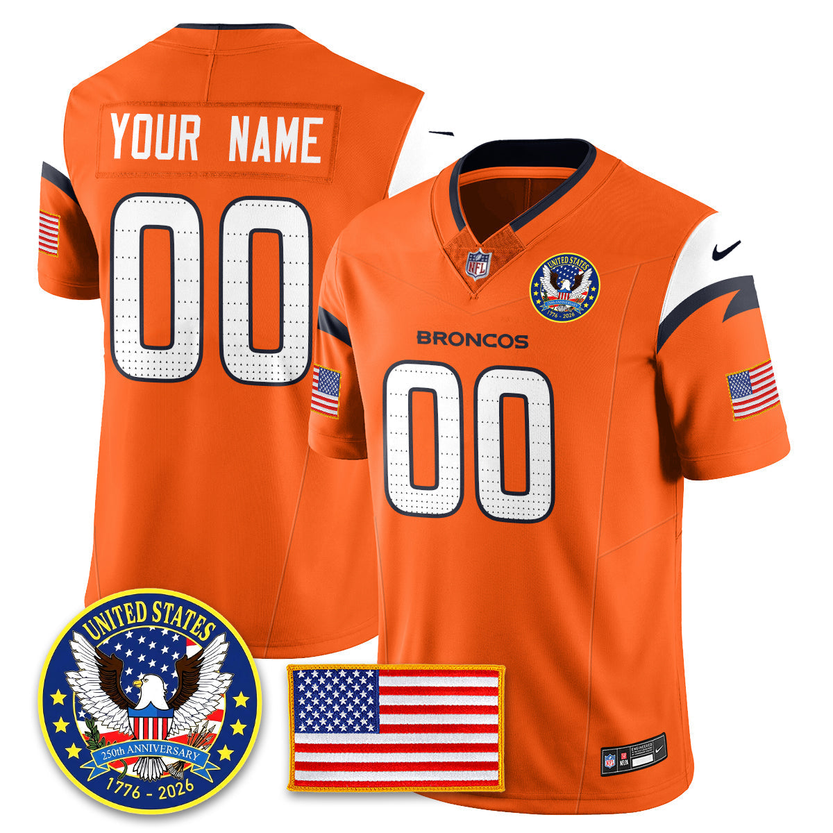 DEN "United States 250th Anniversary Patch" Vapor Limited Jersey - All Stitched