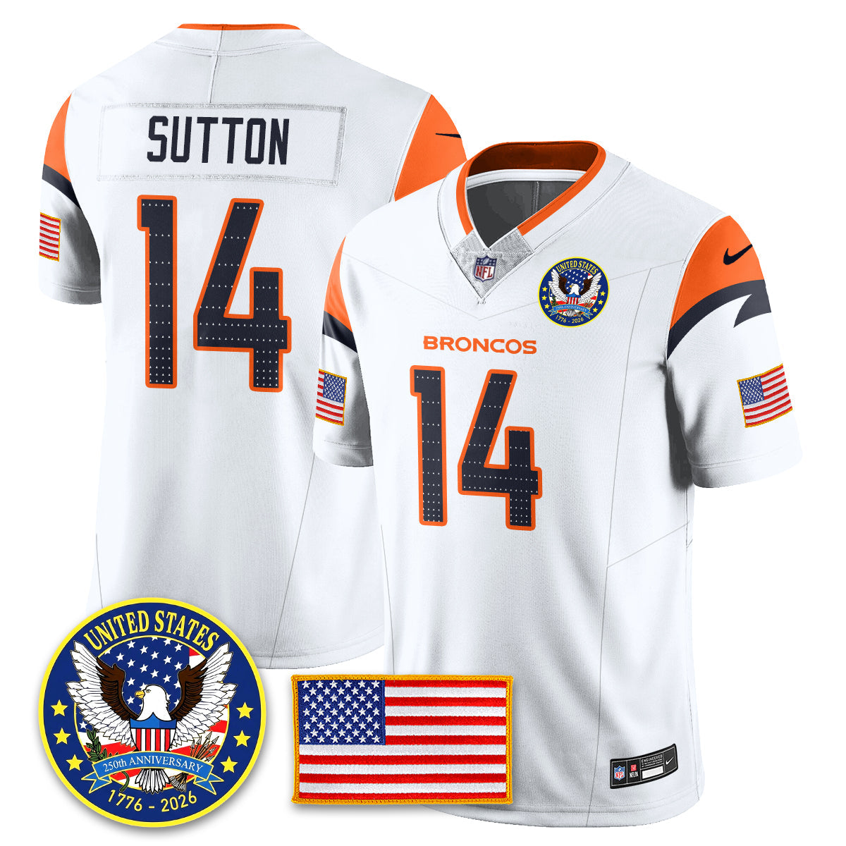 DEN "United States 250th Anniversary Patch" Vapor Limited Jersey - All Stitched
