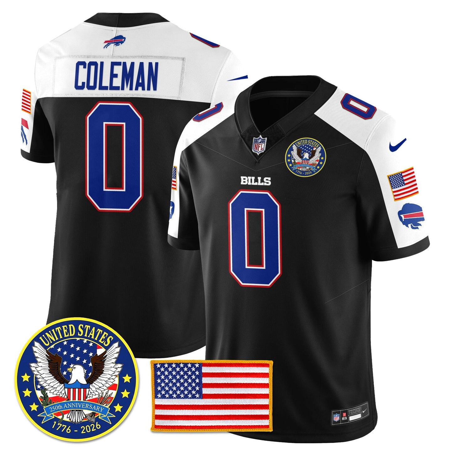 BUF "United States 250th Anniversary Patch" Vapor Limited Jersey - All Stitched