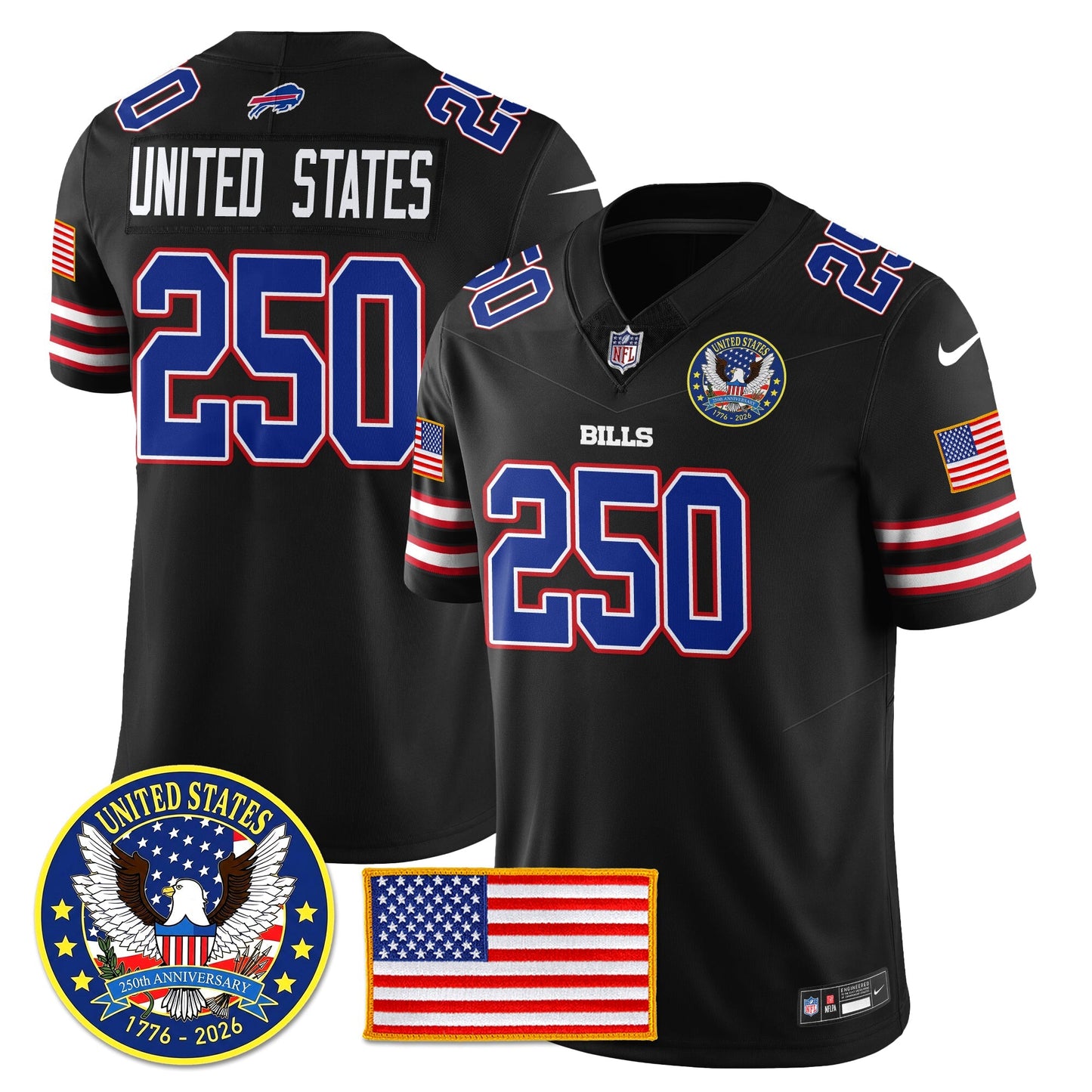 BUF "United States 250th Anniversary Patch" Vapor Limited Jersey - All Stitched