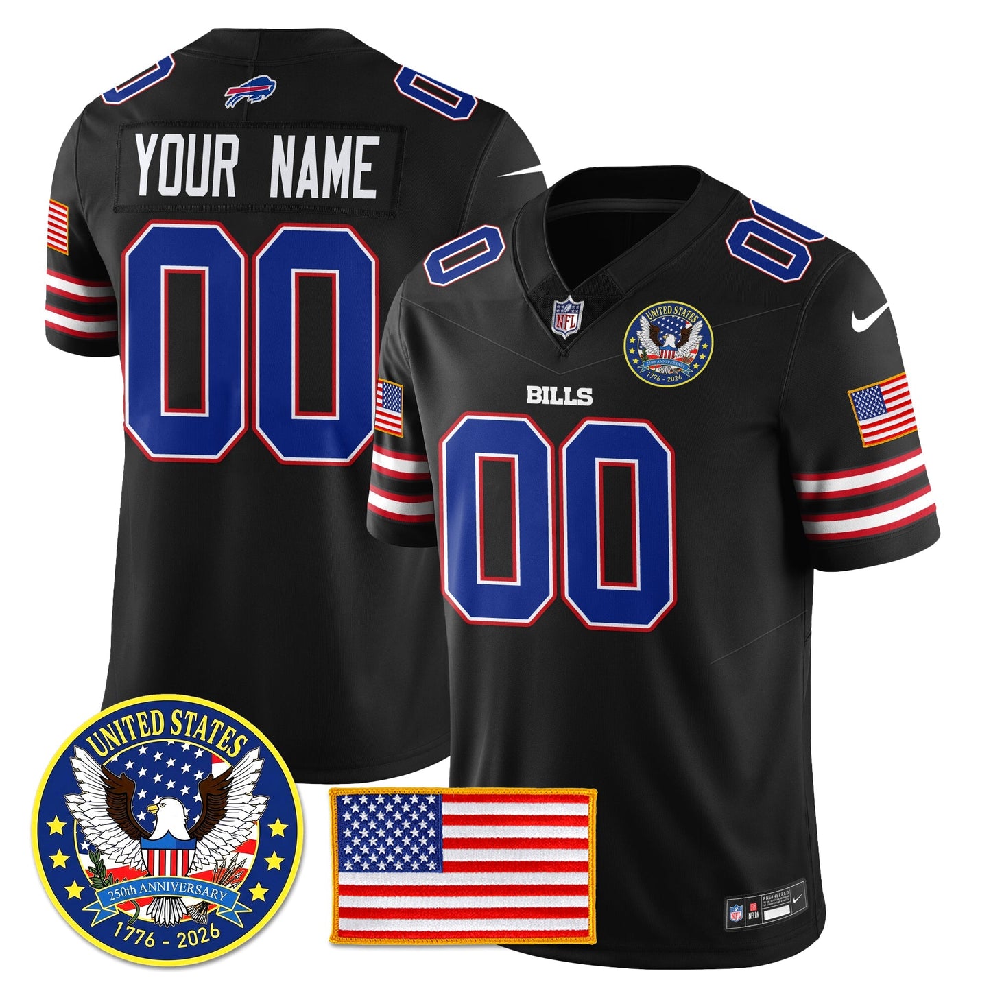 BUF "United States 250th Anniversary Patch" Vapor Limited Jersey - All Stitched