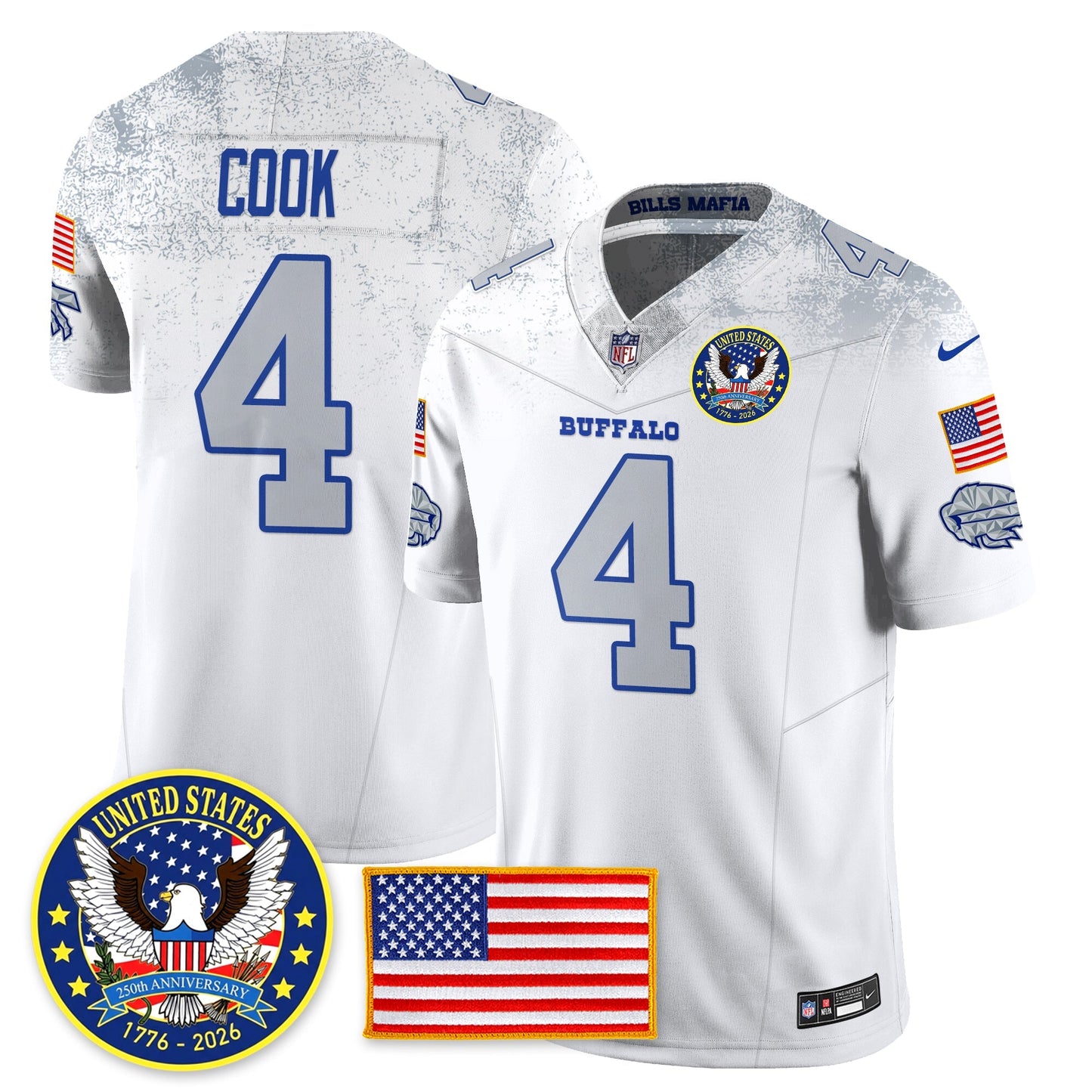 BUF "United States 250th Anniversary Patch" Vapor Limited Jersey - All Stitched
