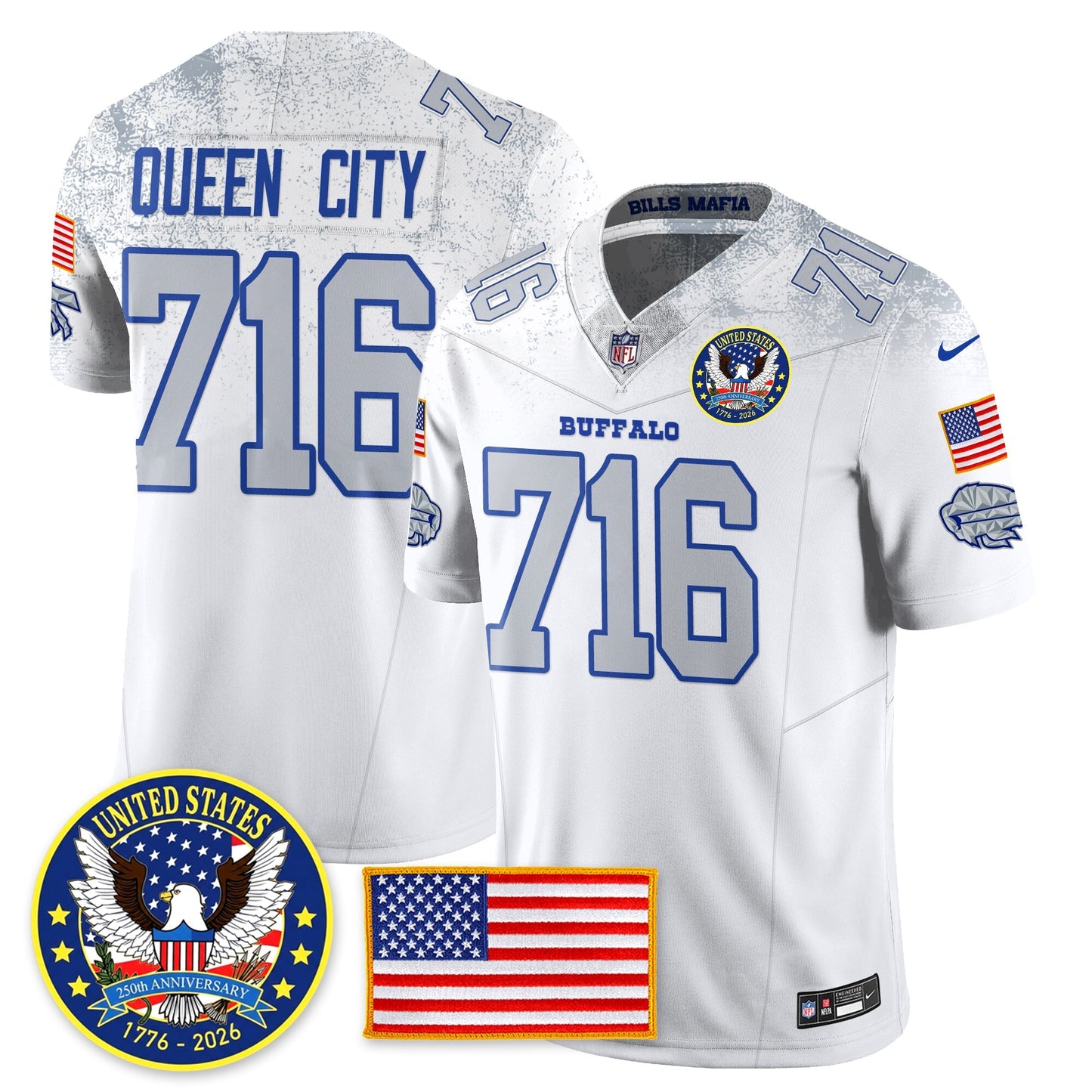 BUF "United States 250th Anniversary Patch" Vapor Limited Jersey - All Stitched