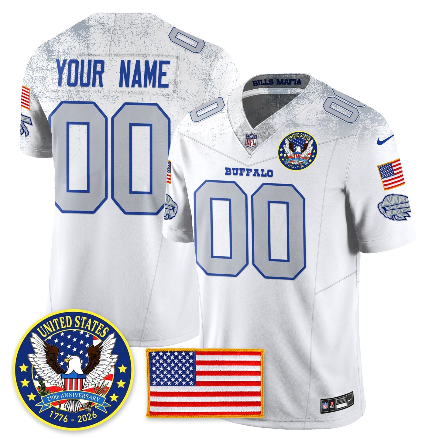 Custom BUF "United States 250th Anniversary Patch" Vapor Limited Jersey - All Stitched