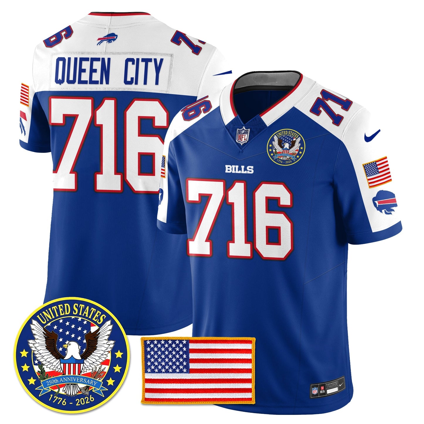 BUF "United States 250th Anniversary Patch" Vapor Limited Jersey - All Stitched