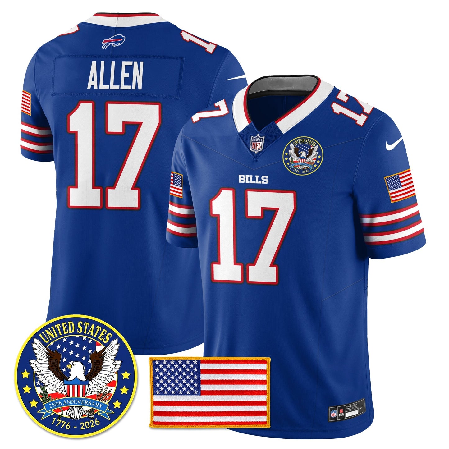 BUF "United States 250th Anniversary Patch" Vapor Limited Jersey - All Stitched