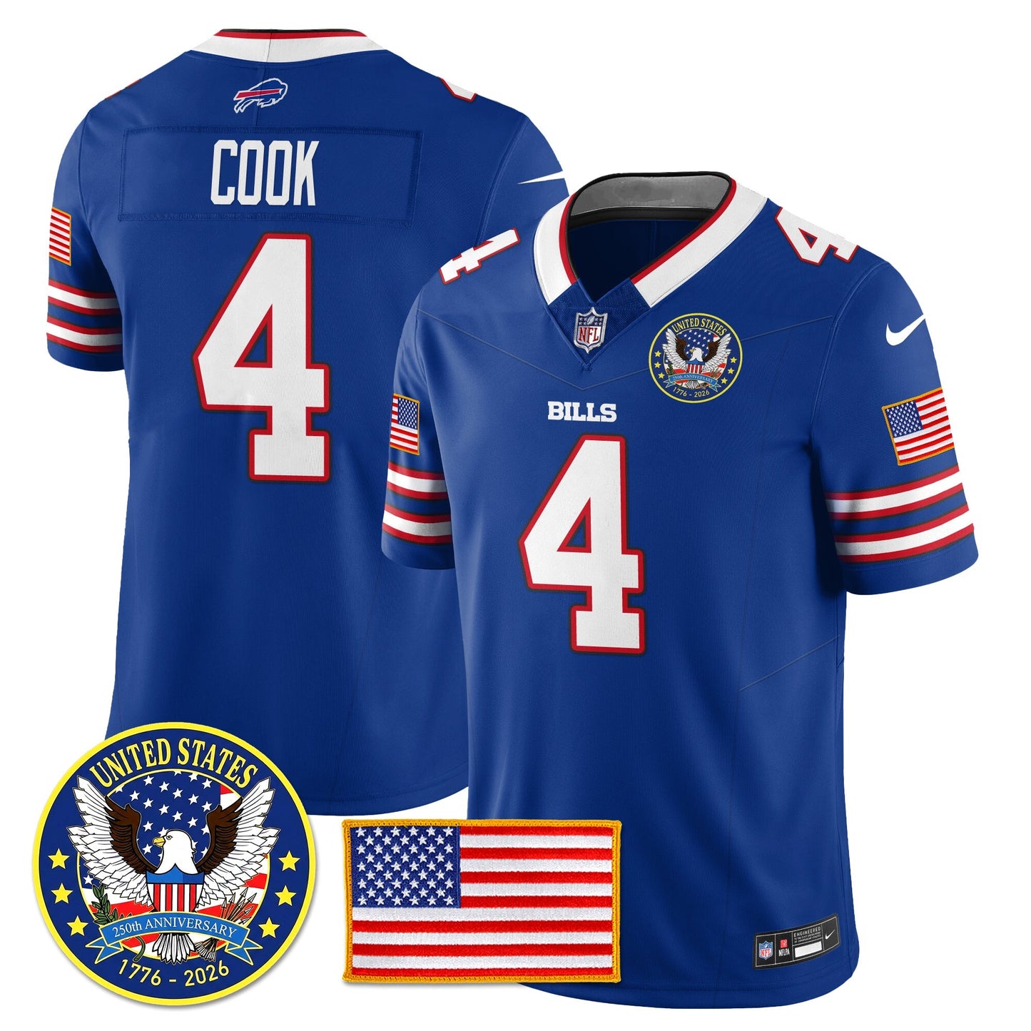 BUF "United States 250th Anniversary Patch" Vapor Limited Jersey - All Stitched