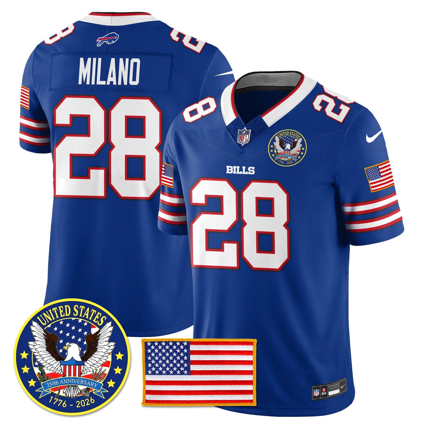 BUF "United States 250th Anniversary Patch" Vapor Limited Jersey - All Stitched