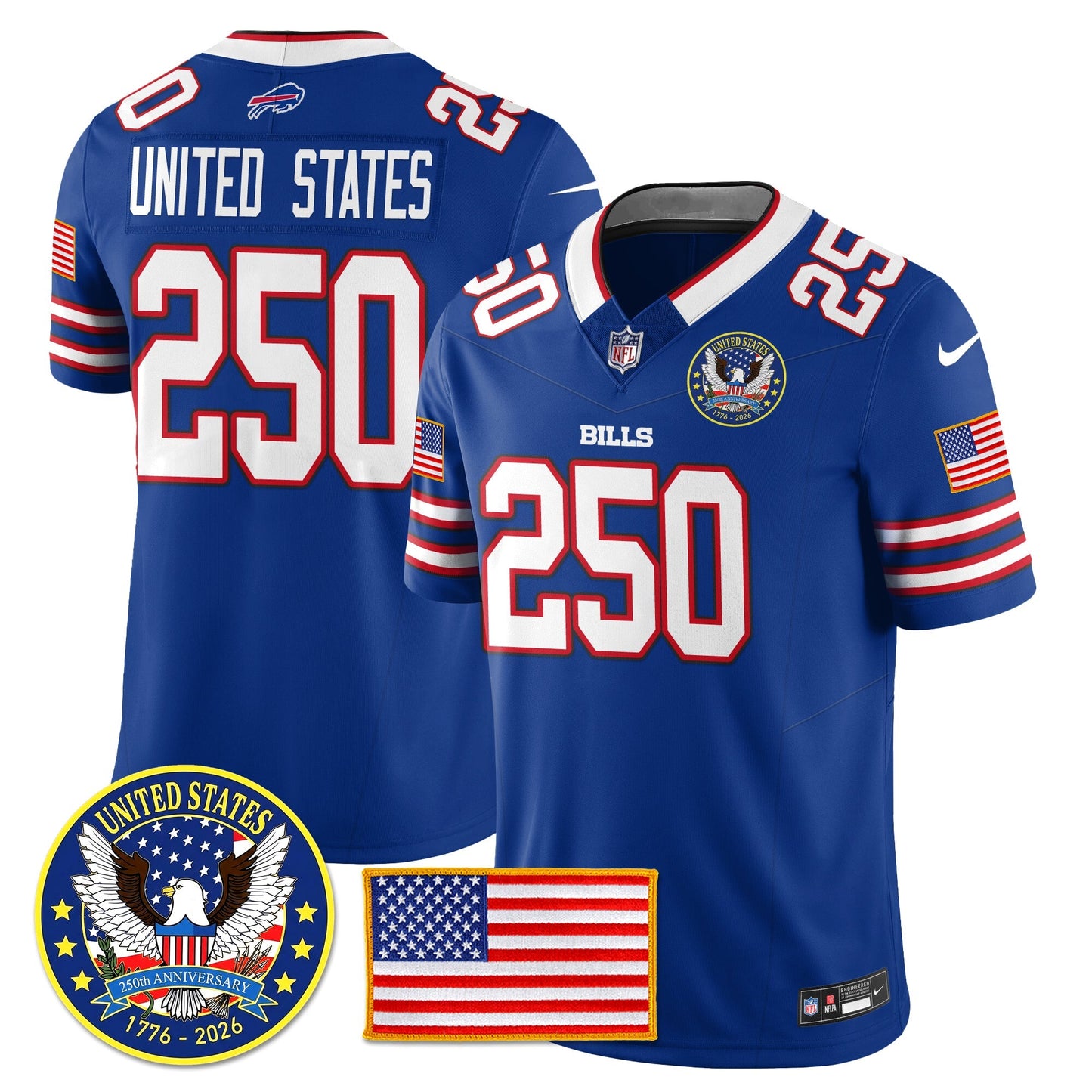 BUF "United States 250th Anniversary Patch" Vapor Limited Jersey - All Stitched