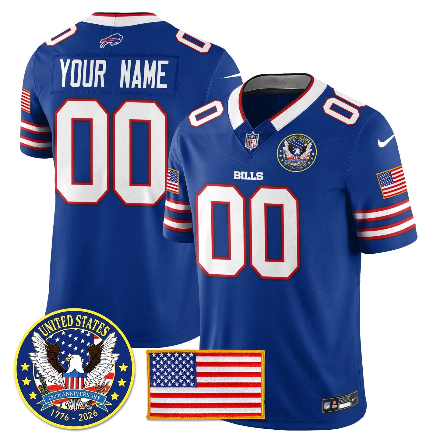 Custom BUF "United States 250th Anniversary Patch" Vapor Limited Jersey - All Stitched