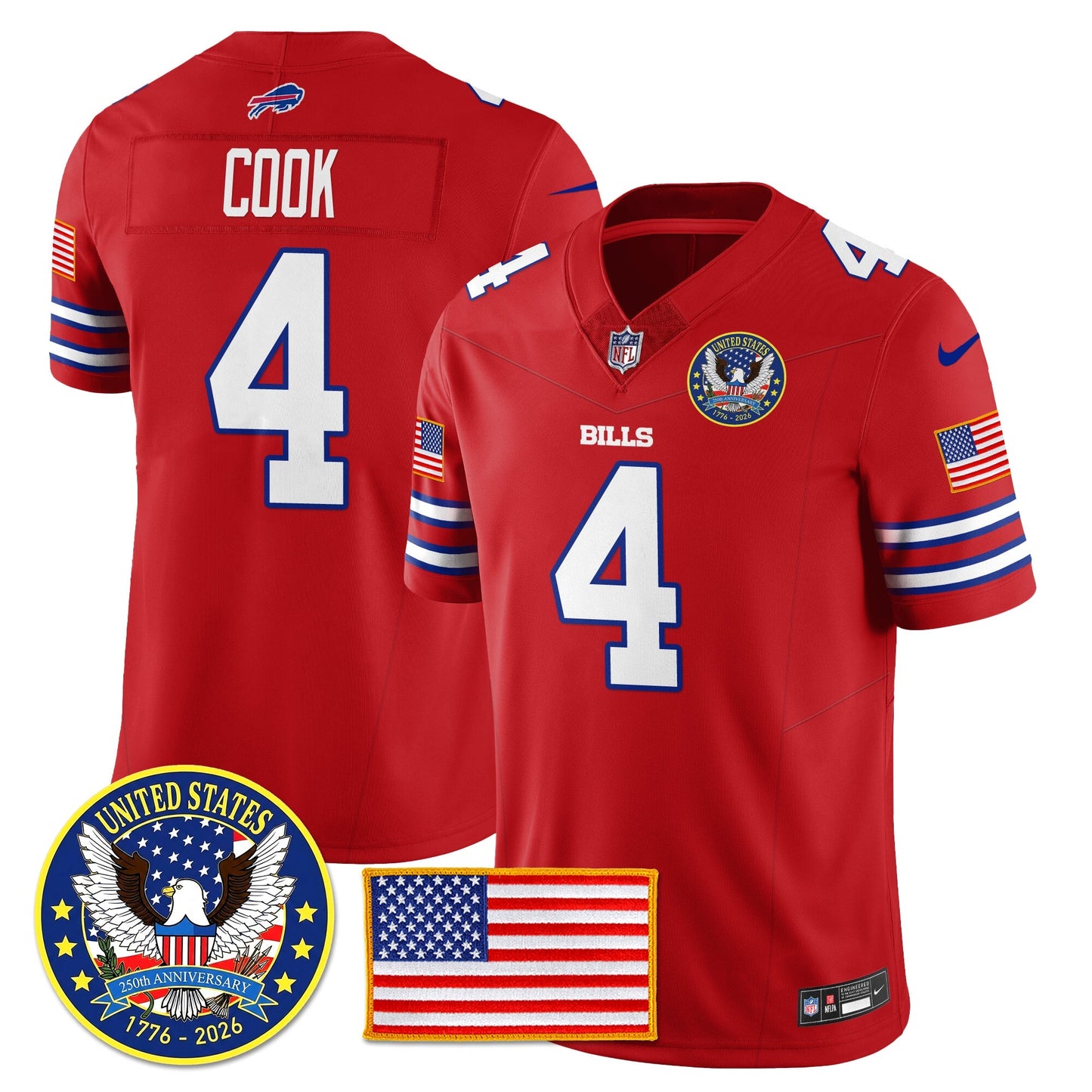BUF "United States 250th Anniversary Patch" Vapor Limited Jersey - All Stitched