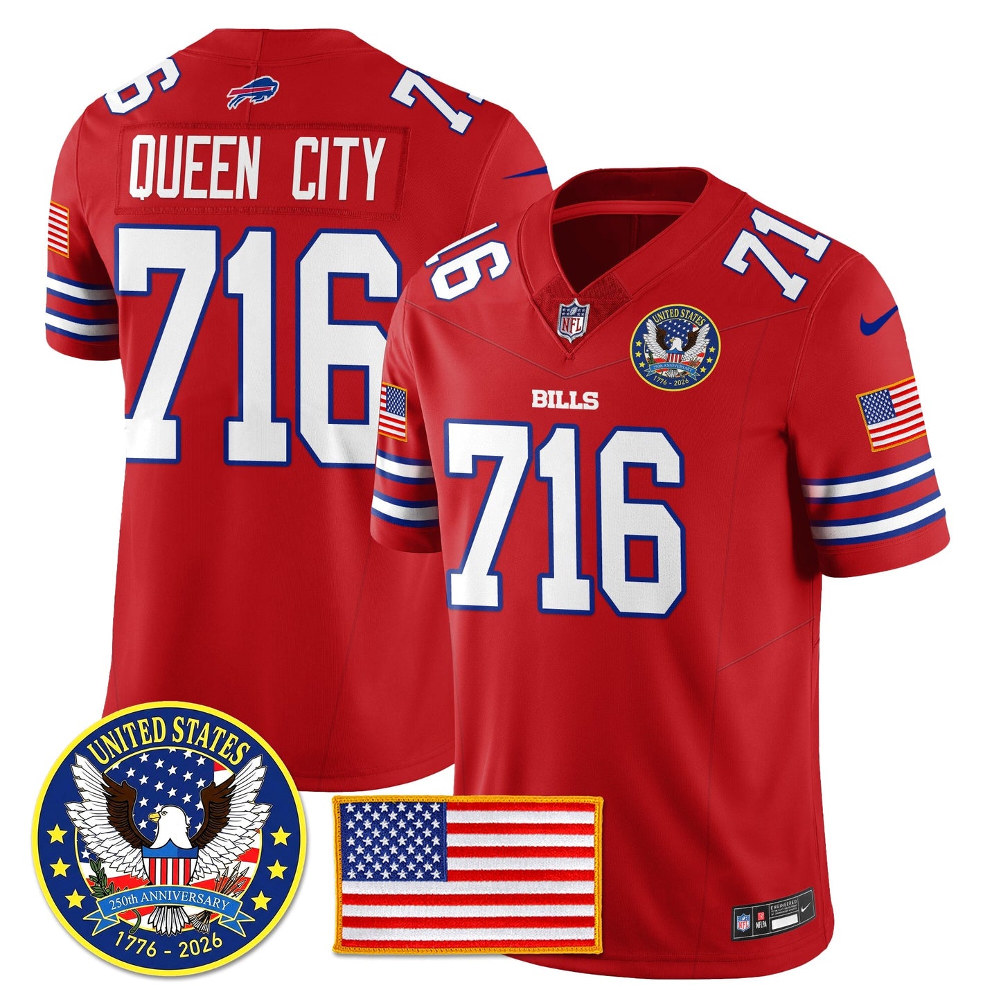 BUF "United States 250th Anniversary Patch" Vapor Limited Jersey - All Stitched