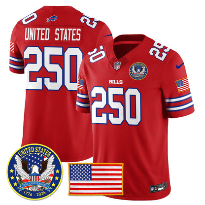 BUF "United States 250th Anniversary Patch" Vapor Limited Jersey - All Stitched