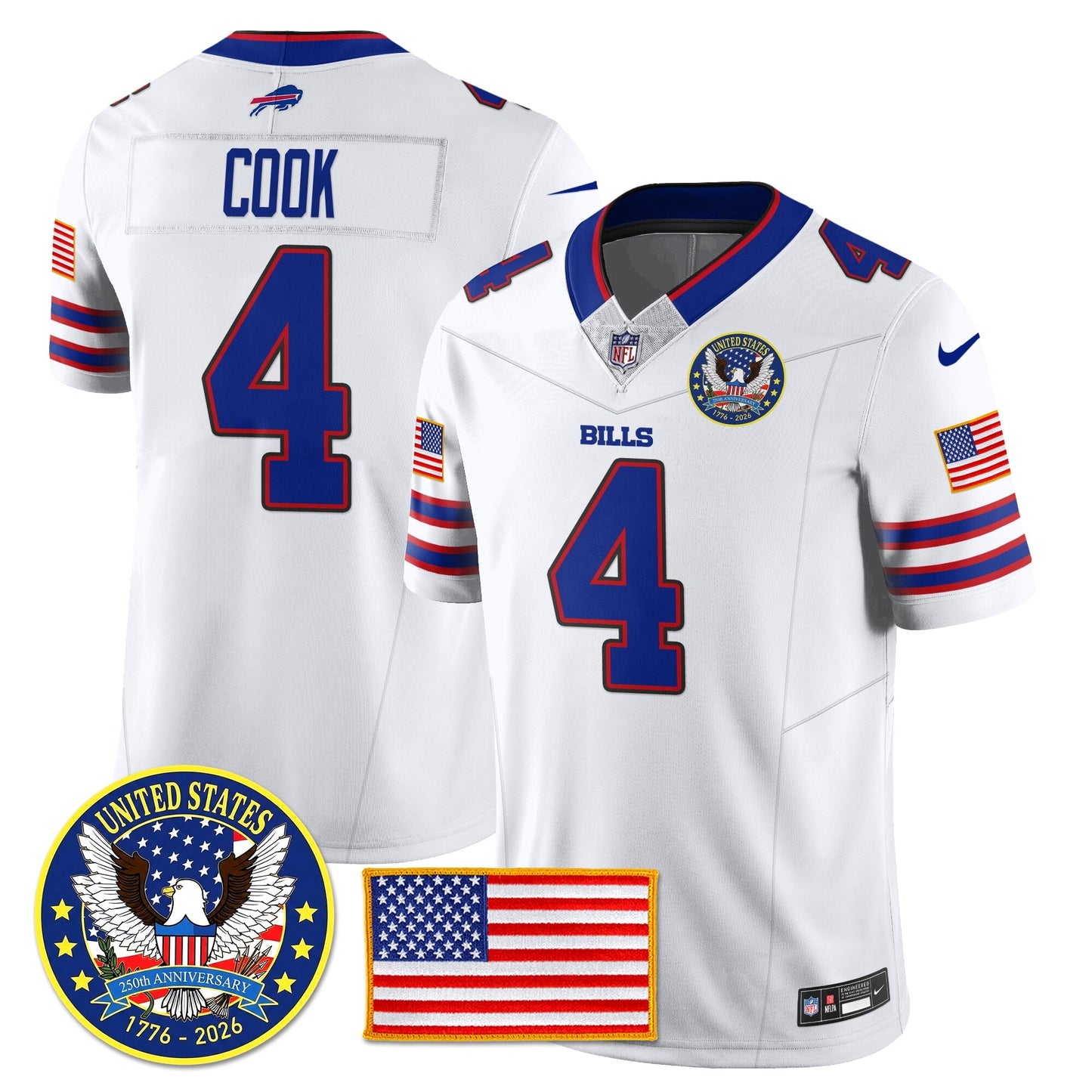 BUF "United States 250th Anniversary Patch" Vapor Limited Jersey - All Stitched
