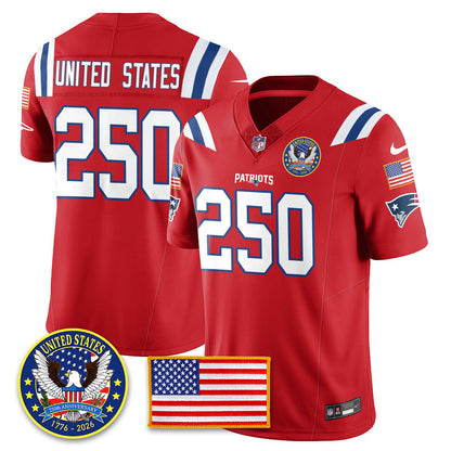 NE "United States 250th Anniversary Patch" Vapor Limited Jersey - All Stitched