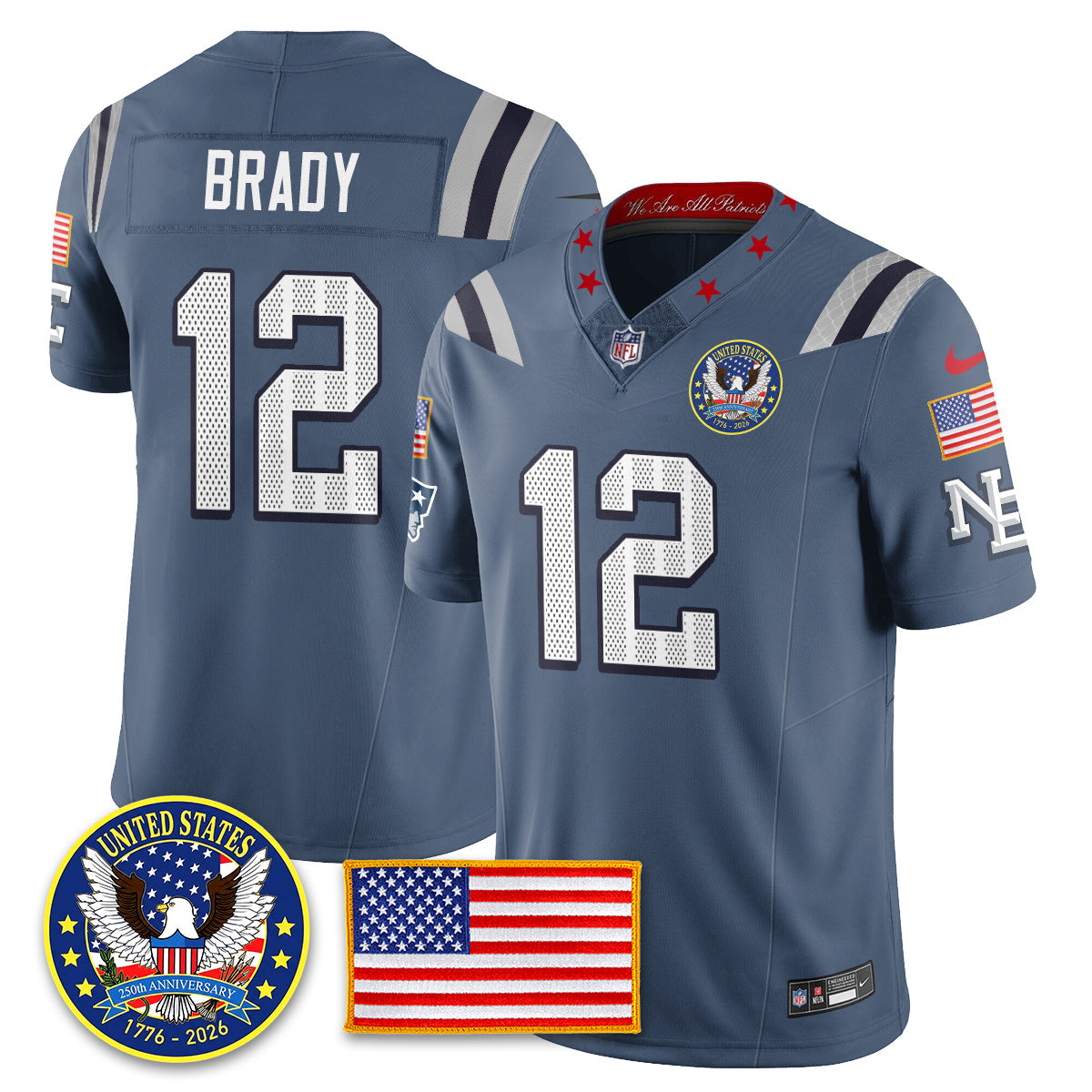 NE "United States 250th Anniversary Patch" Vapor Limited Jersey - All Stitched