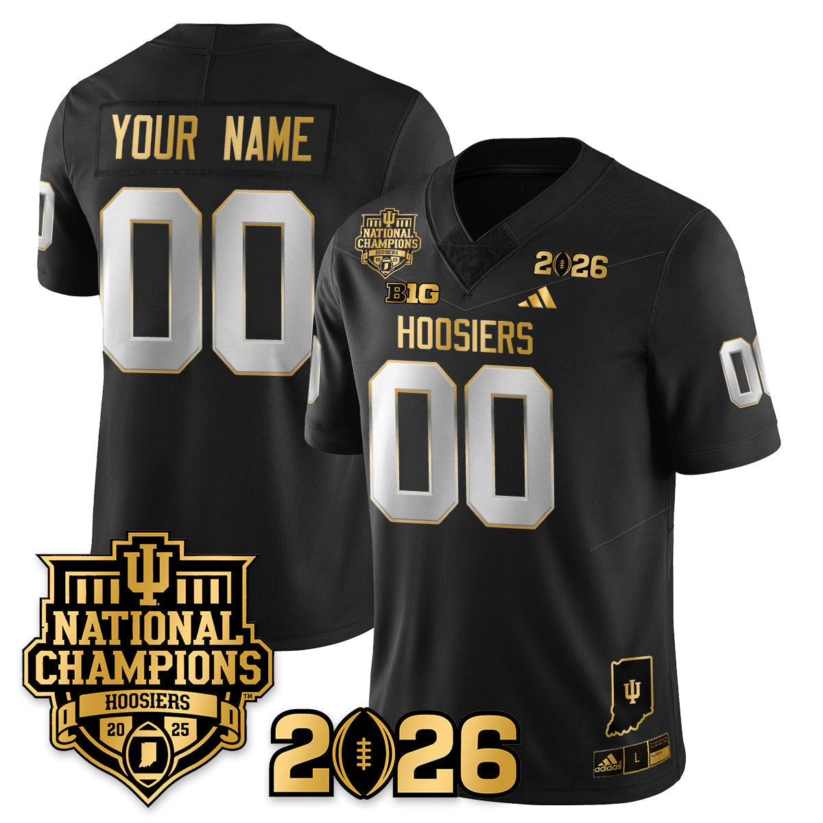 Custom Indiana H Vapor Limited Football Gold Jersey - 2025 National Champions - All Stitched