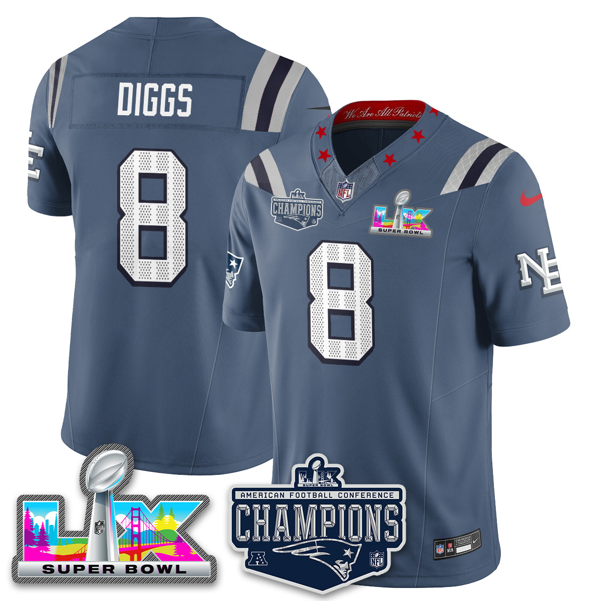 NE 2025 AFC Champions Vapor Limited Jersey - All Stitched