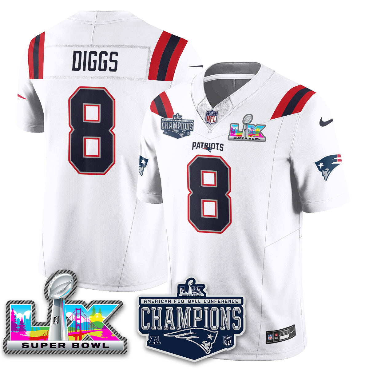 NE 2025 AFC Champions Vapor Limited Jersey - All Stitched