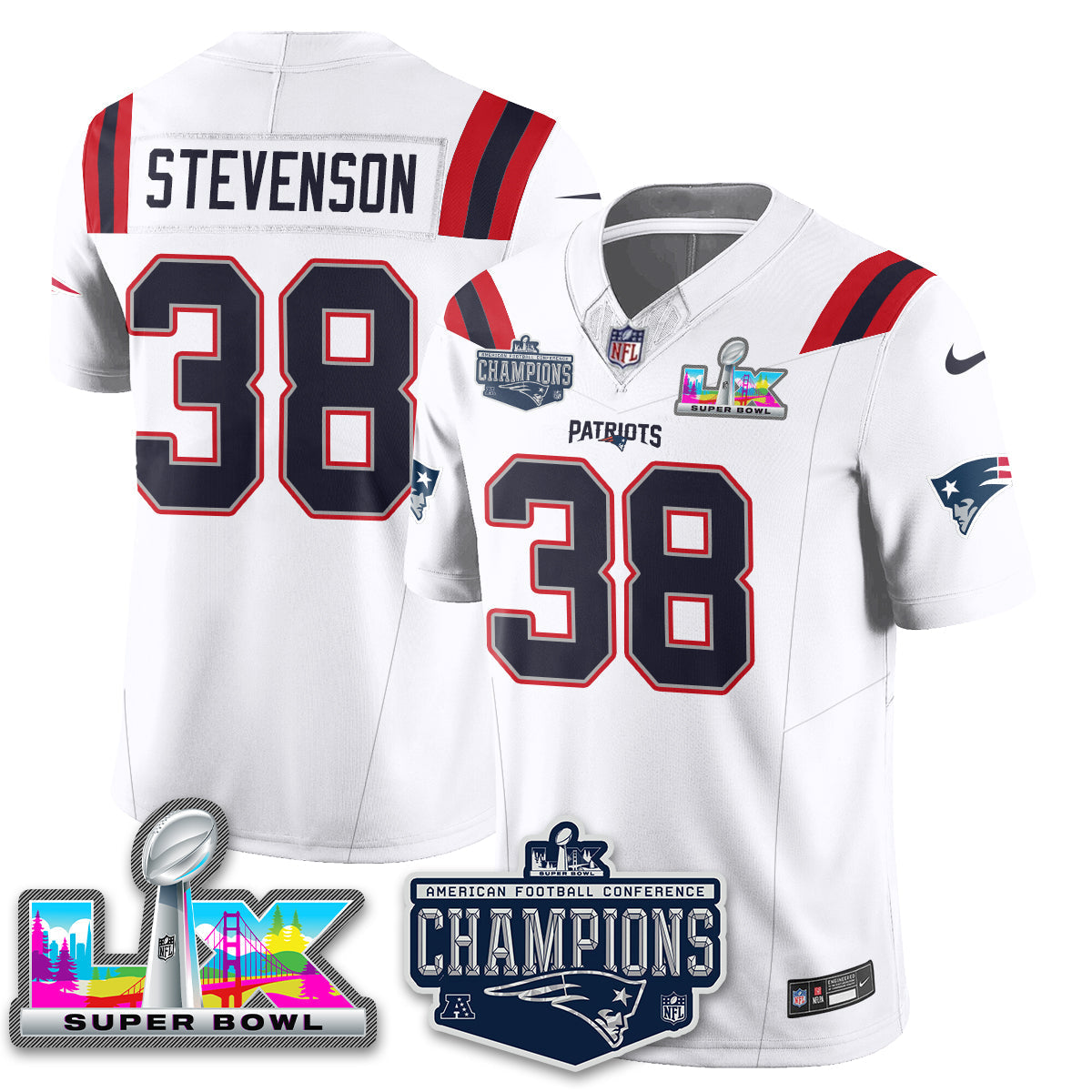 NE 2025 AFC Champions Vapor Limited Jersey - All Stitched