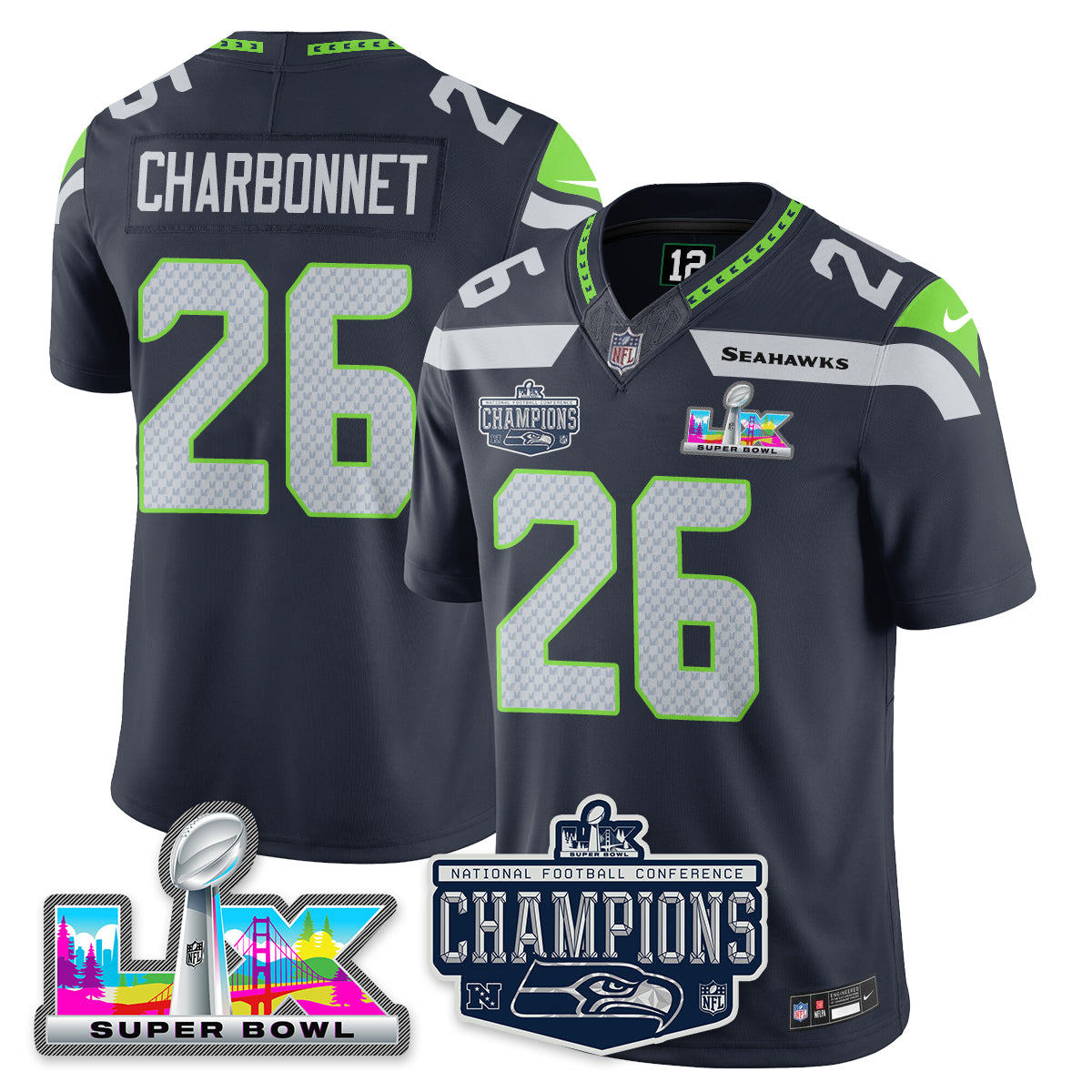 SEA 2025 NFC Champions Vapor Limited Jersey - All Stitched