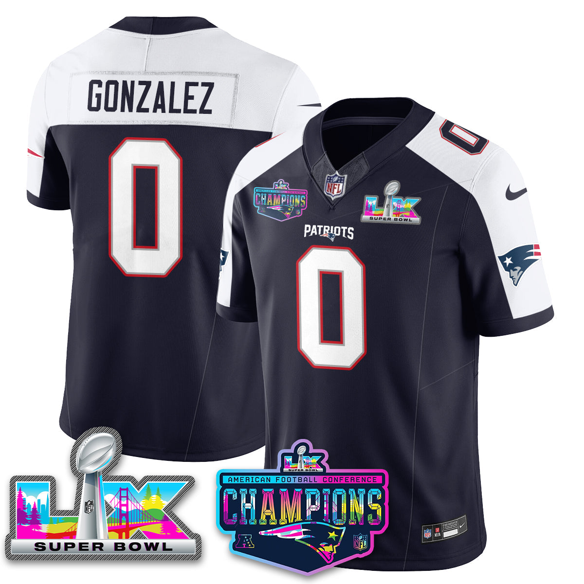 NE 2025 Vapor Jersey - AFC Champions Limited Patch - All Stitched